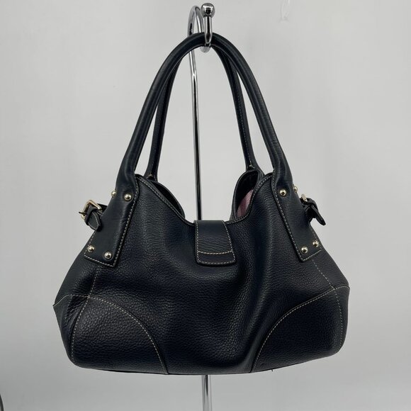 Dooney & Bourke Black Leather Hobo Bag | Gold Hardware - Picture 2 of 10
